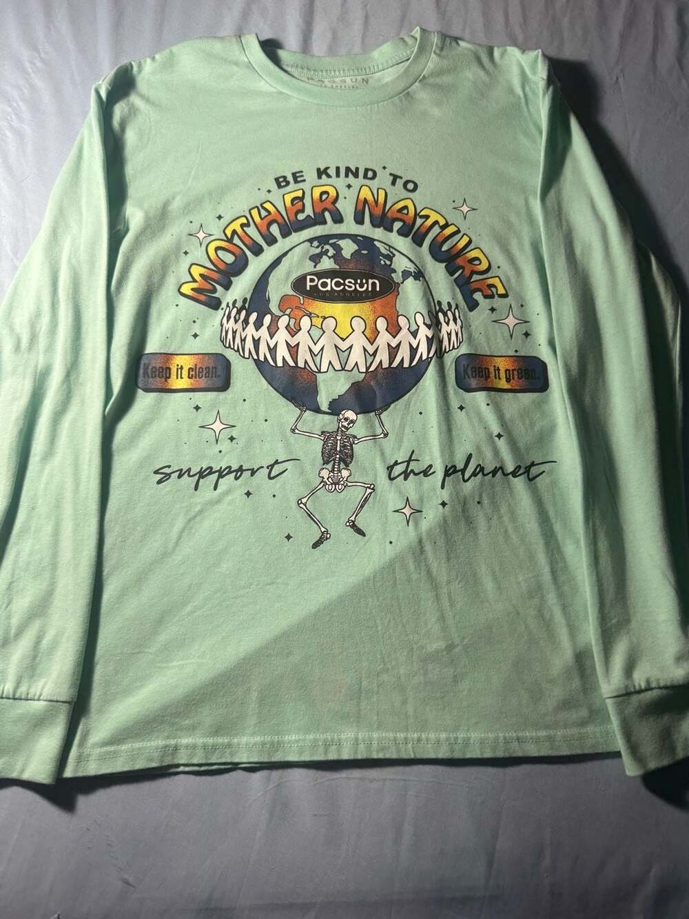 Pacsun Mother Nature Long Sleeve Shirt Size S Green